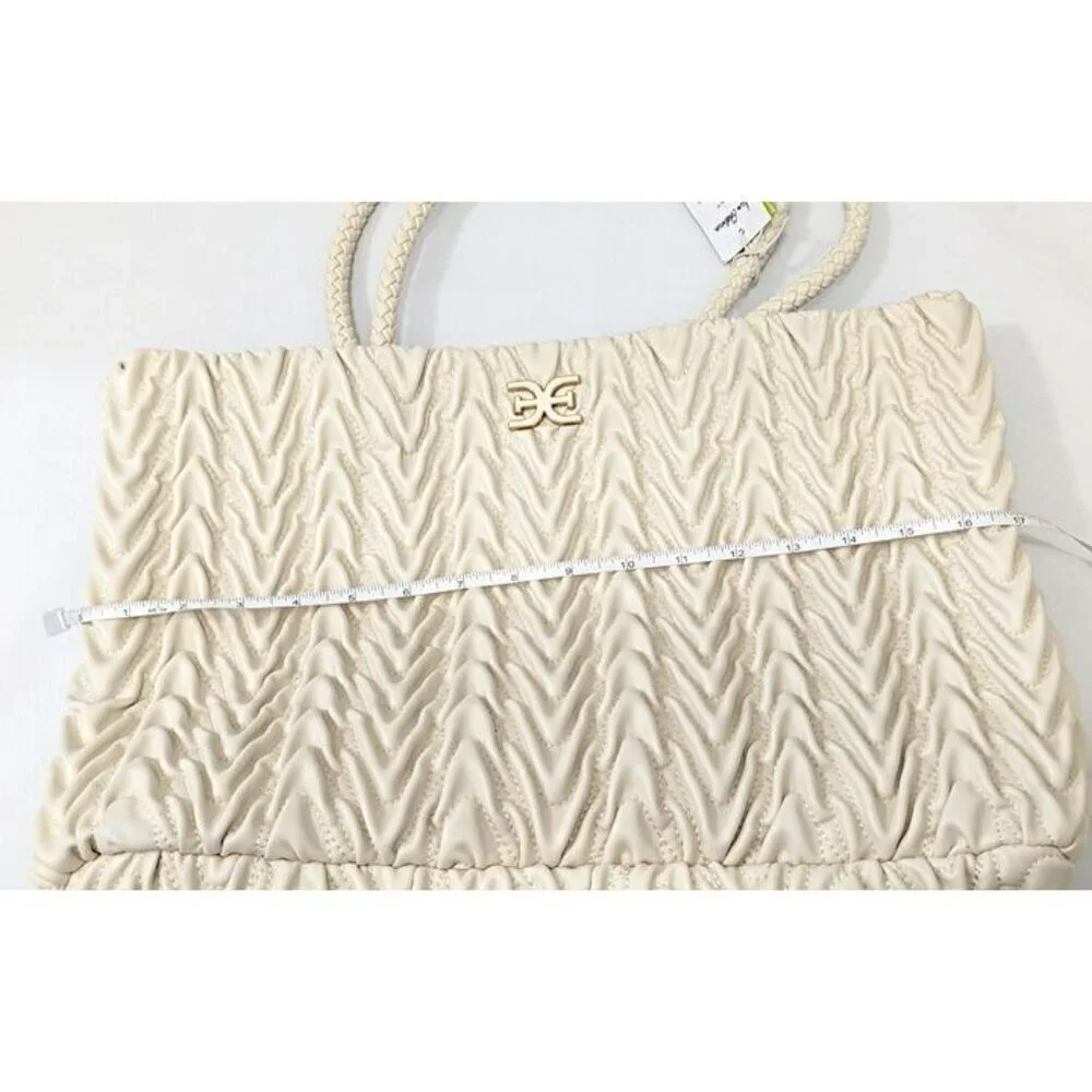 Sam Edelman Ari Women's Quilted Large Tote in Ivory Leather (MSRP $295)